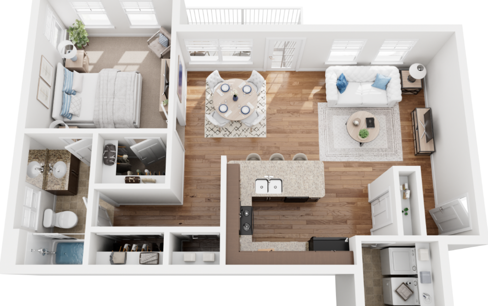 Gannett - 1 bedroom floorplan layout with 1 bathroom and 732 square feet Gannett - 1 bedroom floorplan layout with 1 bathroom and 732 square feet
