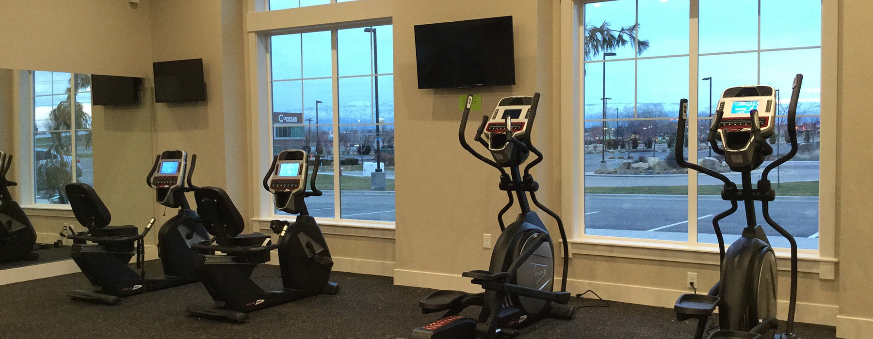Fitness Center with large windows